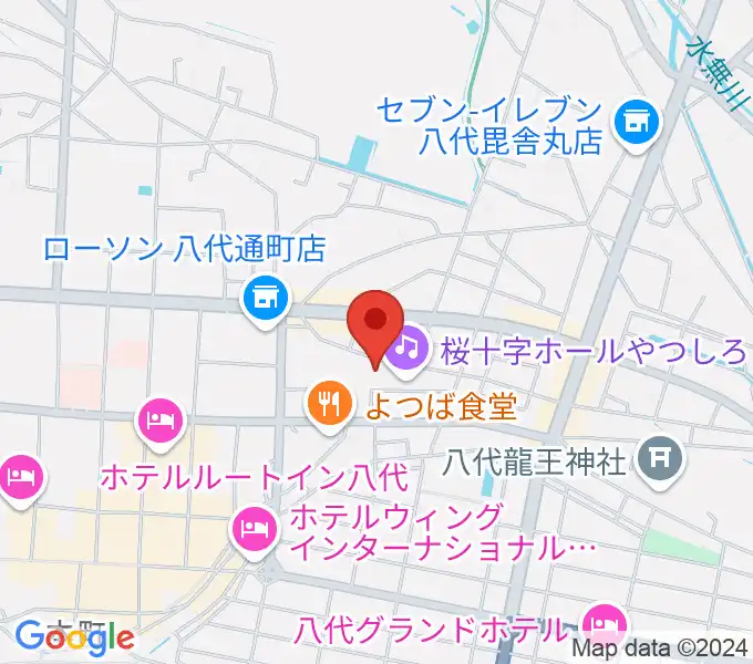 桜十字ホールやつしろの地図