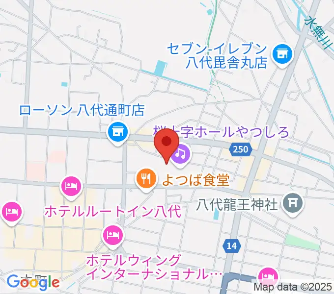 桜十字ホールやつしろの地図