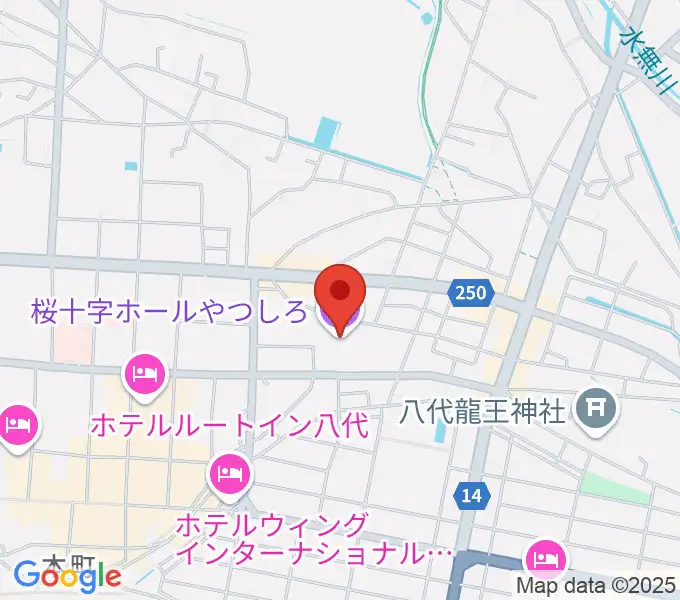 桜十字ホールやつしろの地図