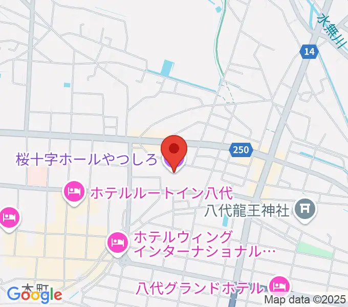 桜十字ホールやつしろの地図
