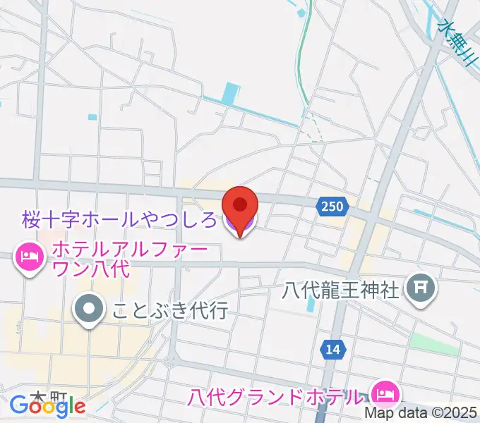 桜十字ホールやつしろの地図