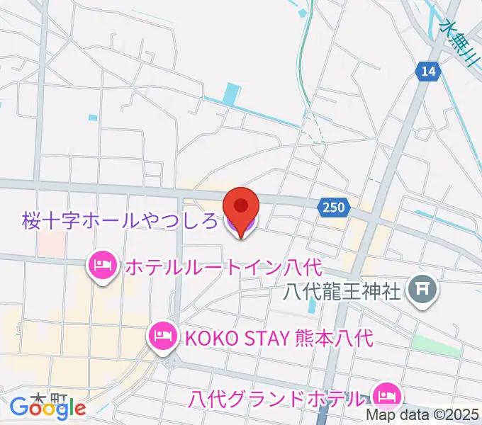 桜十字ホールやつしろの地図