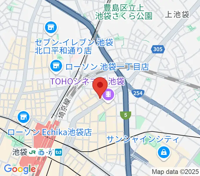 石川直純クラシックギター教室の地図