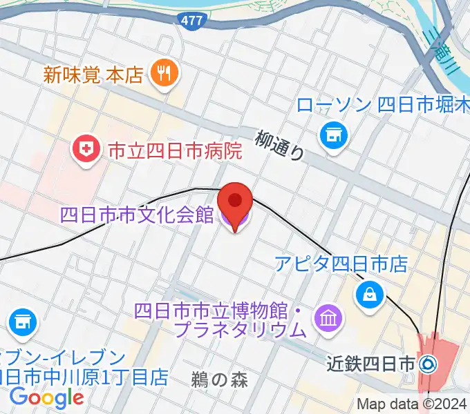 四日市市文化会館の地図