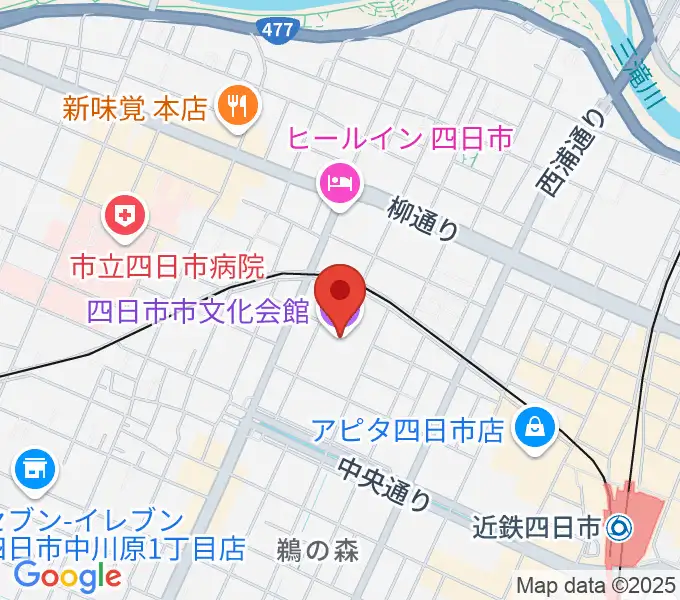 四日市市文化会館の地図