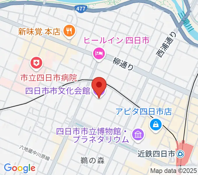 四日市市文化会館の地図