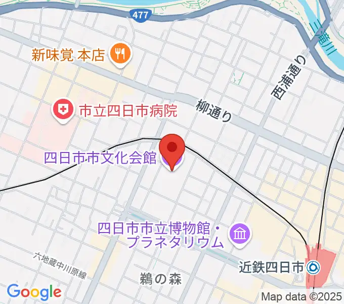 四日市市文化会館の地図
