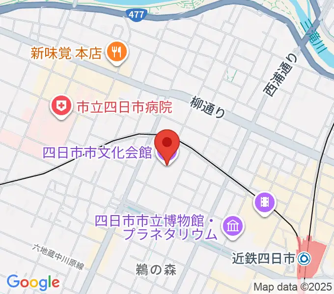 四日市市文化会館の地図