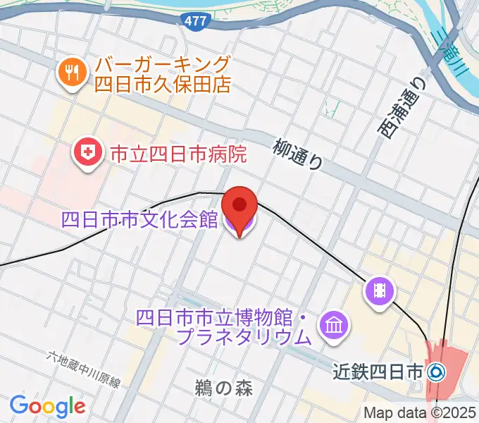 四日市市文化会館の地図