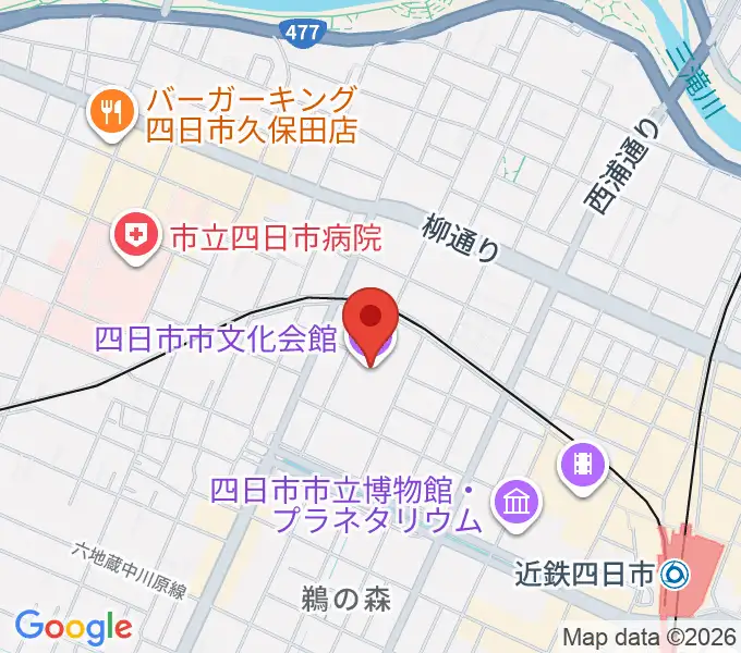四日市市文化会館の地図