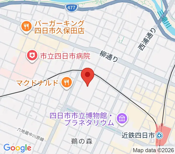 四日市市文化会館の地図
