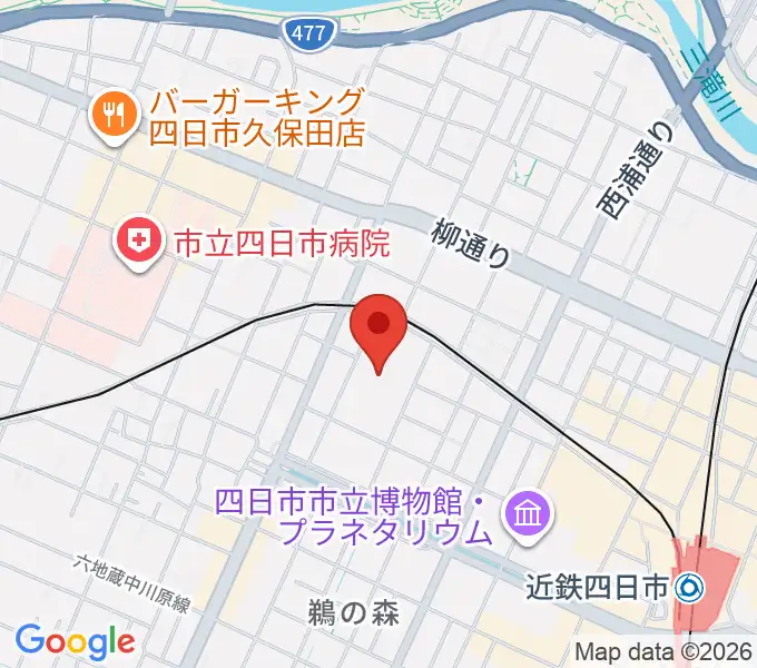 四日市市文化会館の地図