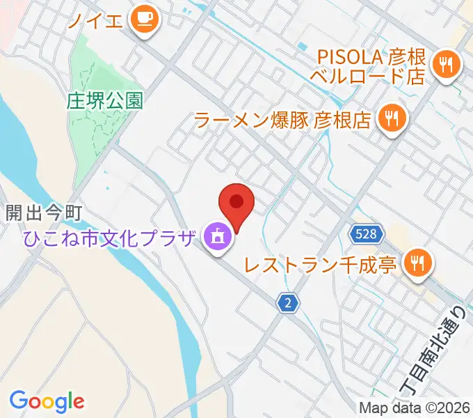 ひこね市文化プラザの地図