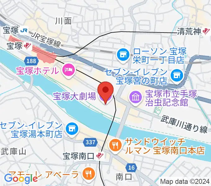 宝塚大劇場・宝塚バウホールの地図