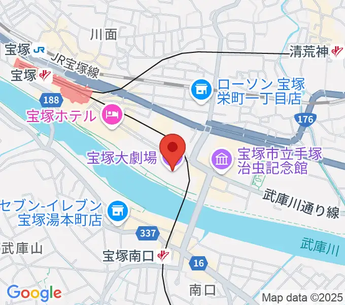 宝塚大劇場・宝塚バウホールの地図
