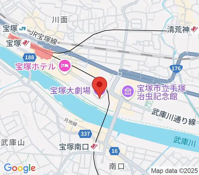 宝塚大劇場・宝塚バウホールの地図