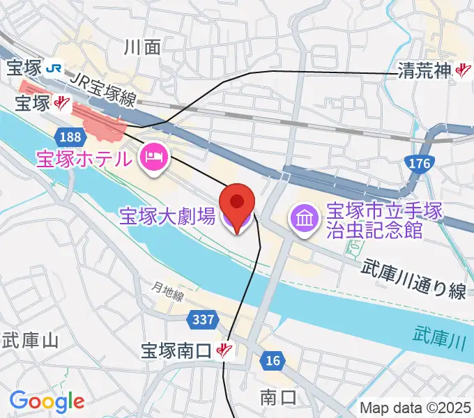 宝塚大劇場・宝塚バウホールの地図