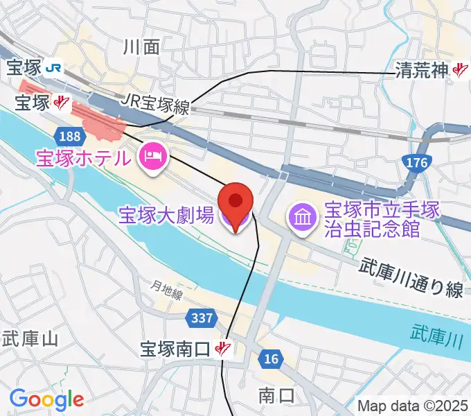 宝塚大劇場・宝塚バウホールの地図