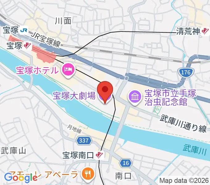 宝塚大劇場・宝塚バウホールの地図