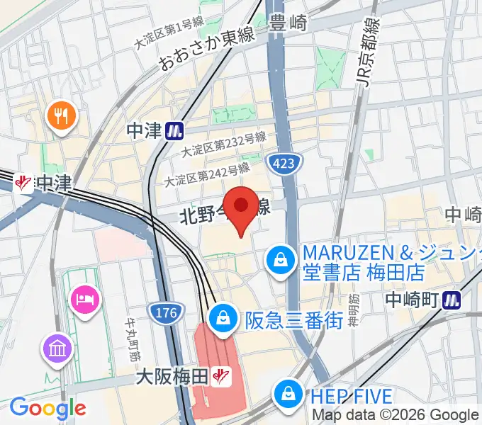 梅田芸術劇場の地図