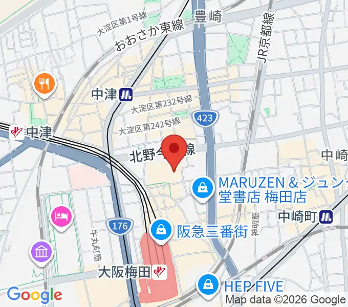 梅田芸術劇場の地図