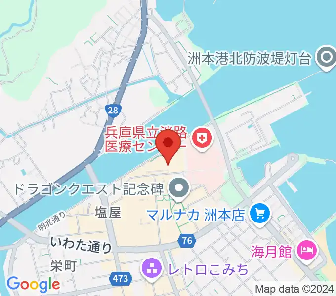 洲本市文化体育館の地図