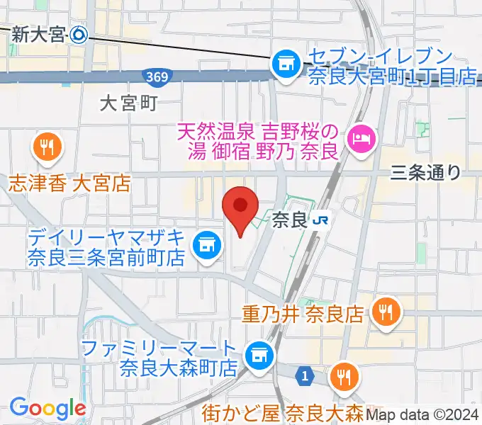 なら100年会館の地図