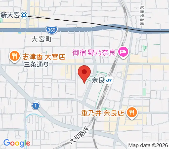 なら100年会館の地図