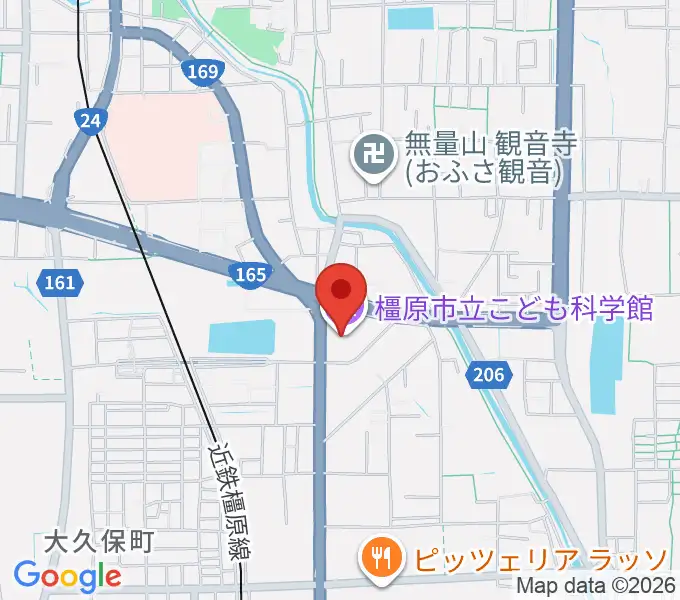 かしはら万葉ホールの地図