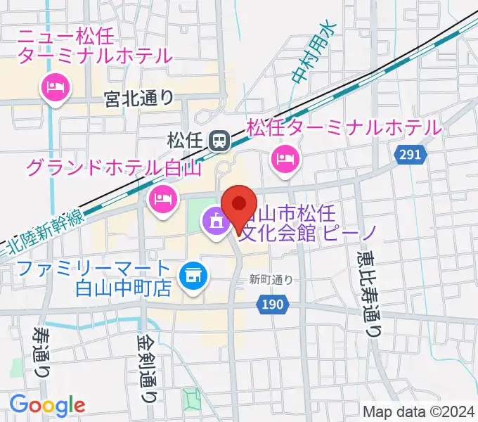 白山市松任学習センタープララの地図