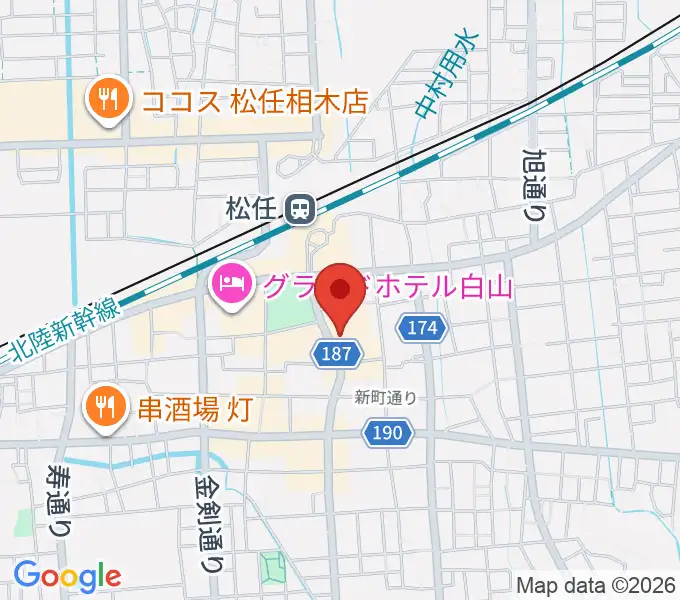白山市松任学習センタープララの地図
