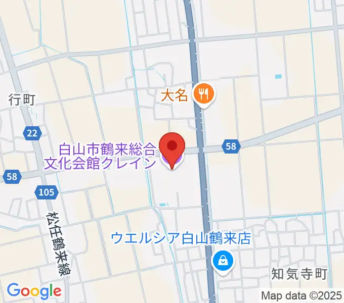 白山市鶴来総合文化会館クレインの地図
