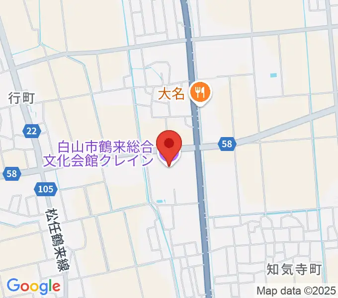 白山市鶴来総合文化会館クレインの地図