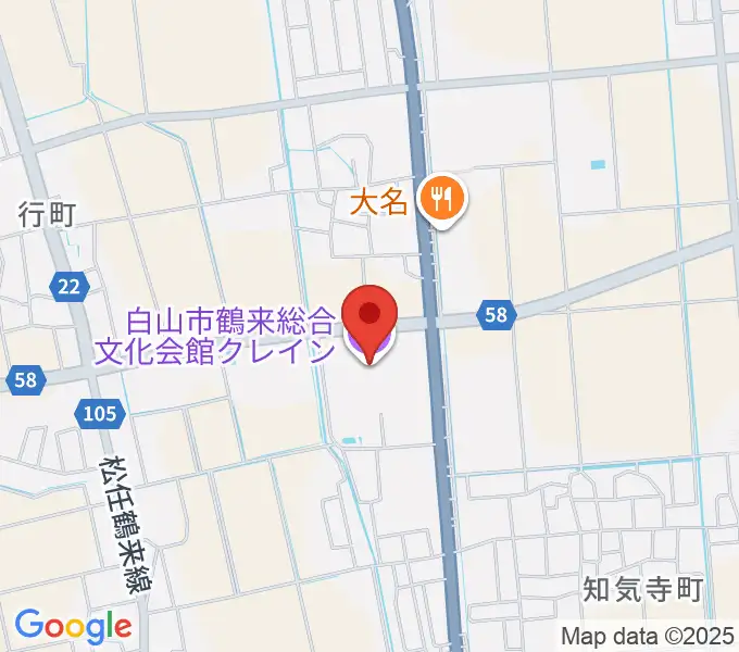 白山市鶴来総合文化会館クレインの地図