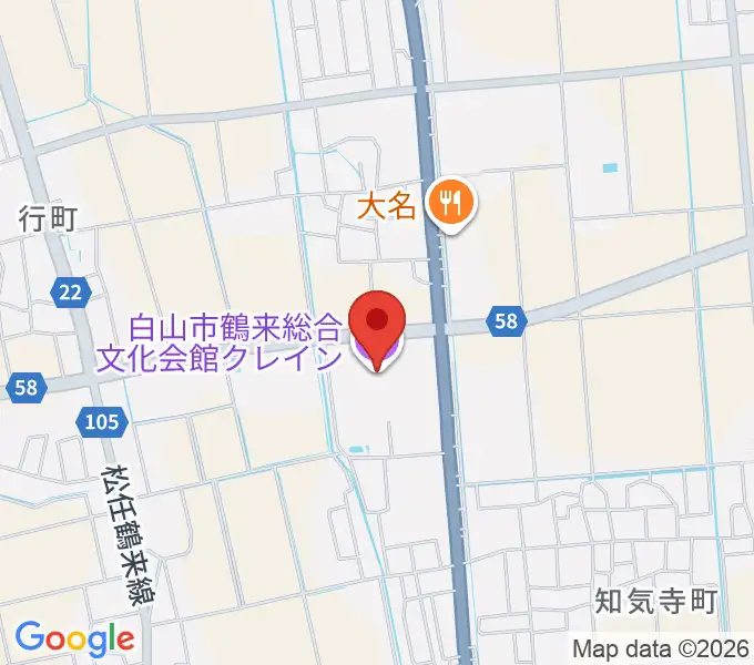 白山市鶴来総合文化会館クレインの地図