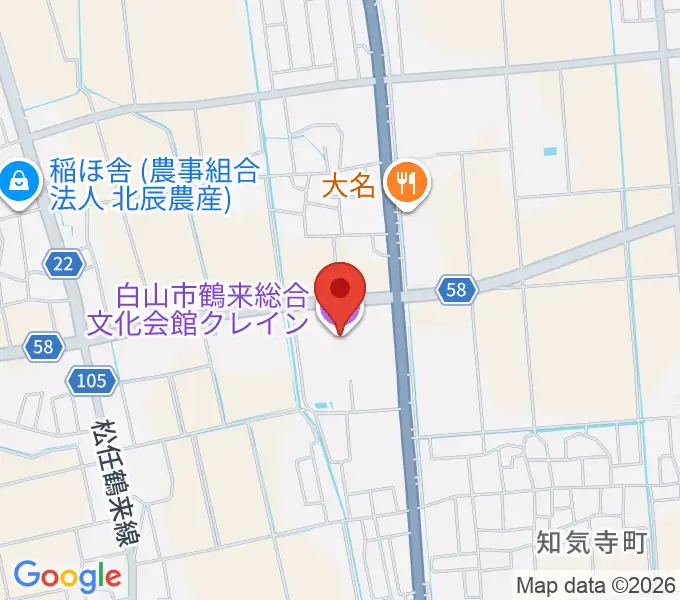 白山市鶴来総合文化会館クレインの地図