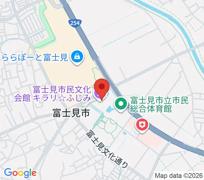 富士見市民文化会館キラリふじみの地図