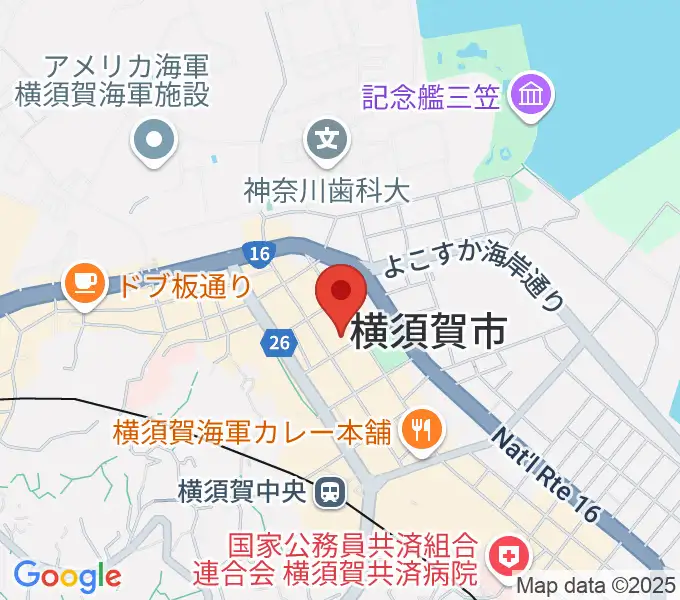 横須賀ヤンガーザンイエスタディの地図