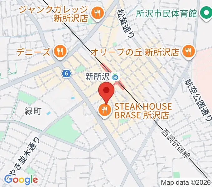島村楽器 新所沢パルコ店の地図