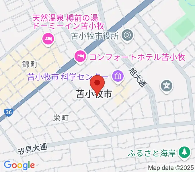 苫小牧市民会館の地図