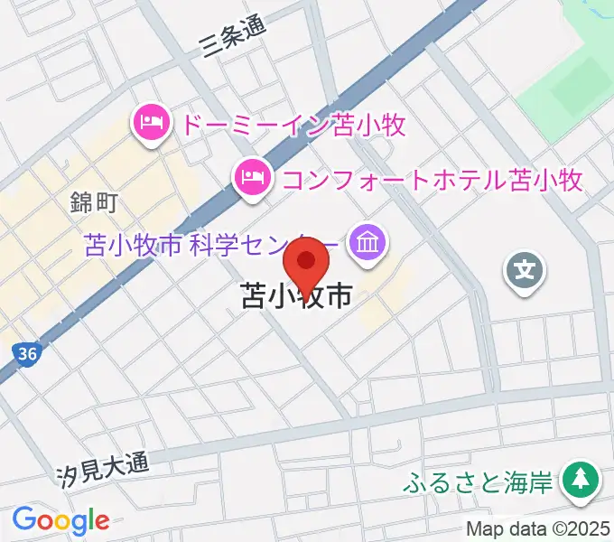 苫小牧市民会館の地図