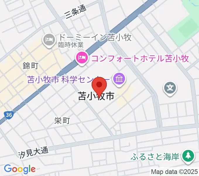 苫小牧市民会館の地図