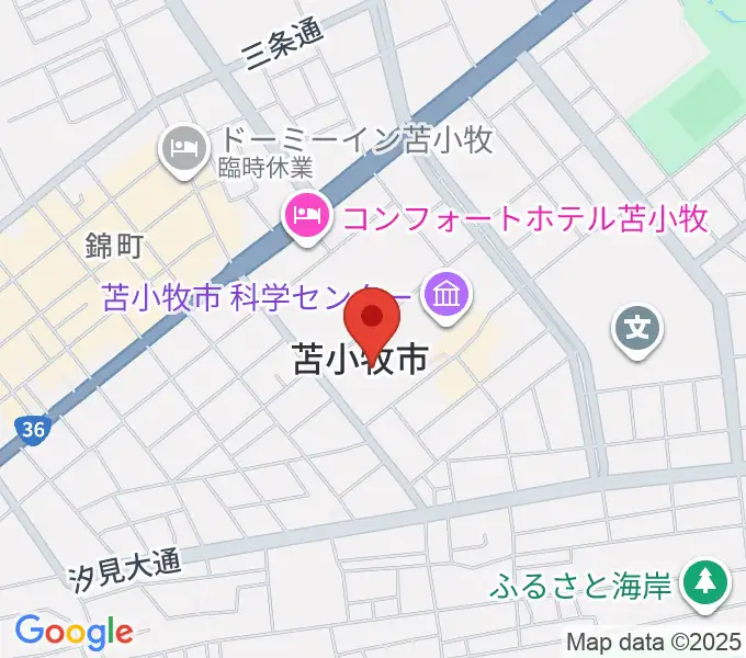 苫小牧市民会館の地図