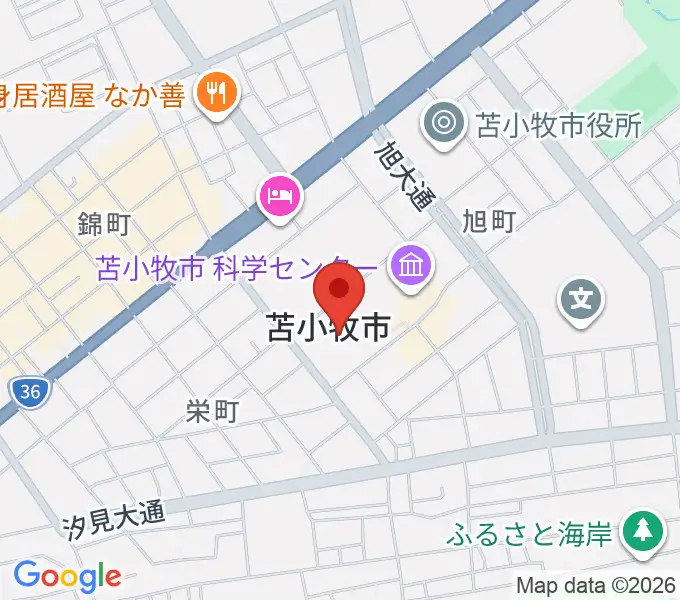 苫小牧市民会館の地図