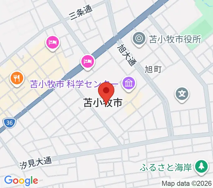 苫小牧市民会館の地図