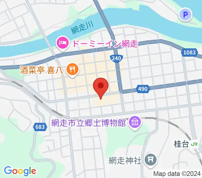 網走市民会館の地図