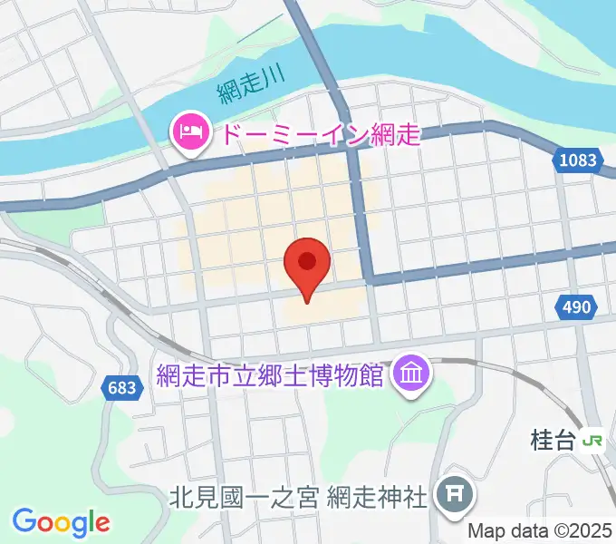 網走市民会館の地図