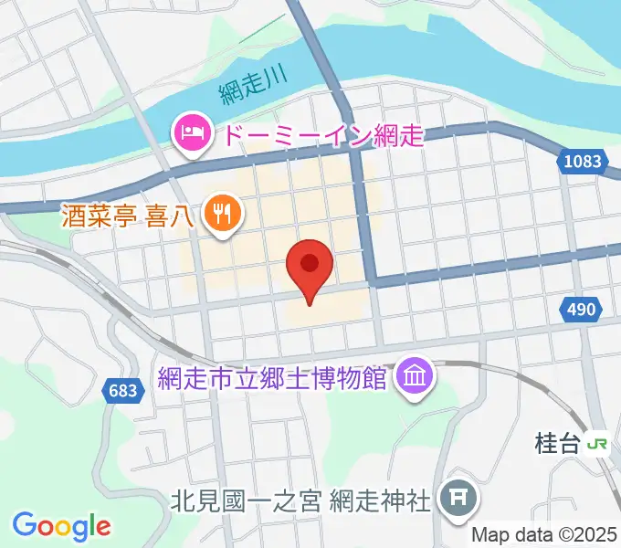 網走市民会館の地図