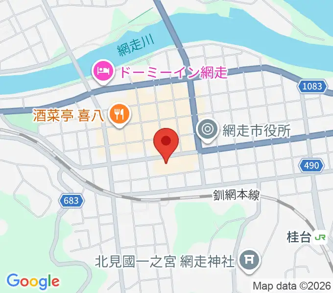 網走市民会館の地図