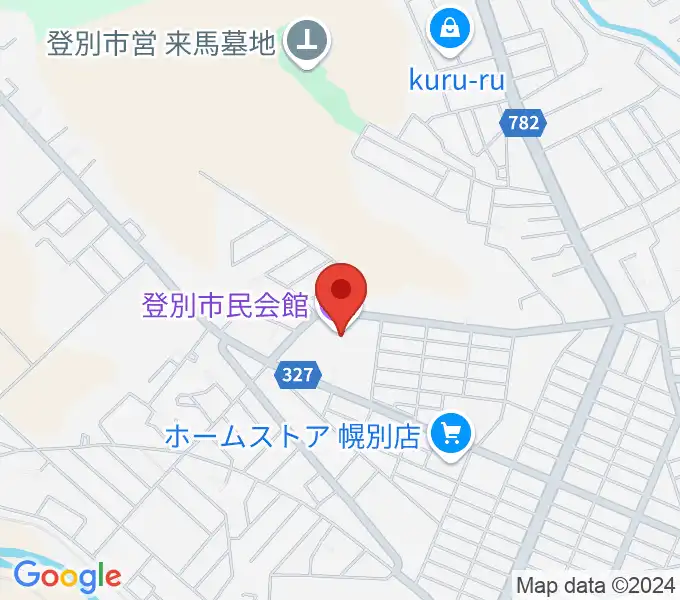 登別市民会館の地図